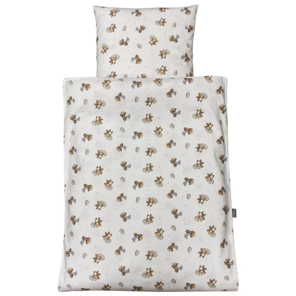 Flonel med bamser sengetøj beige