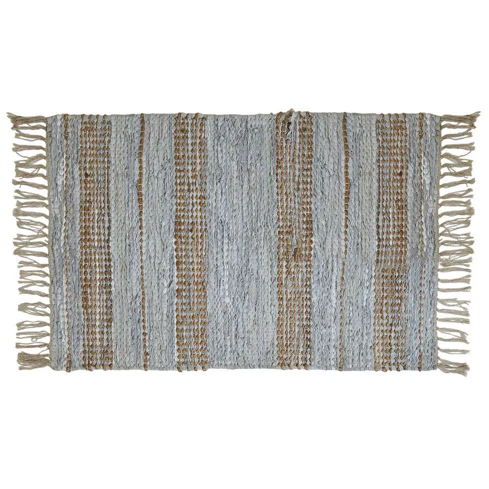 Læder tæppe grey/natur