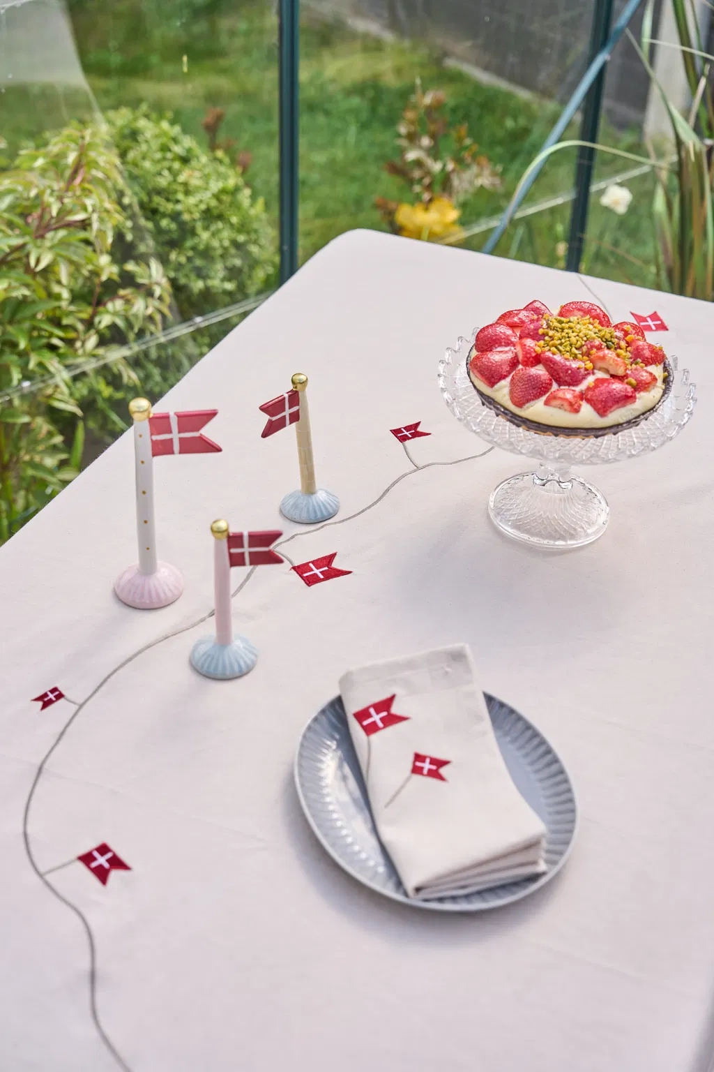 Fødselsdagsdug natur 140 x 360 cm