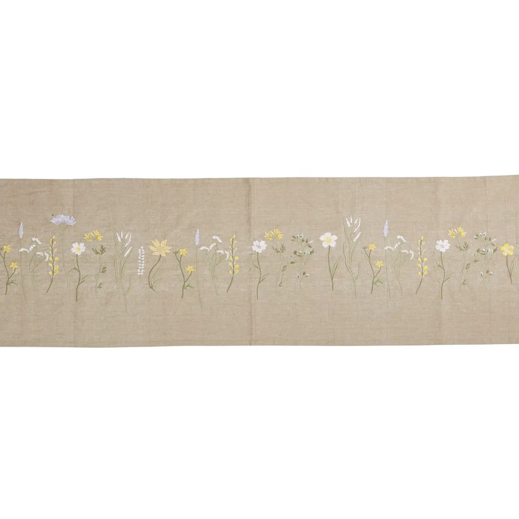 Dug med broderi blomst dinner for 2 natur