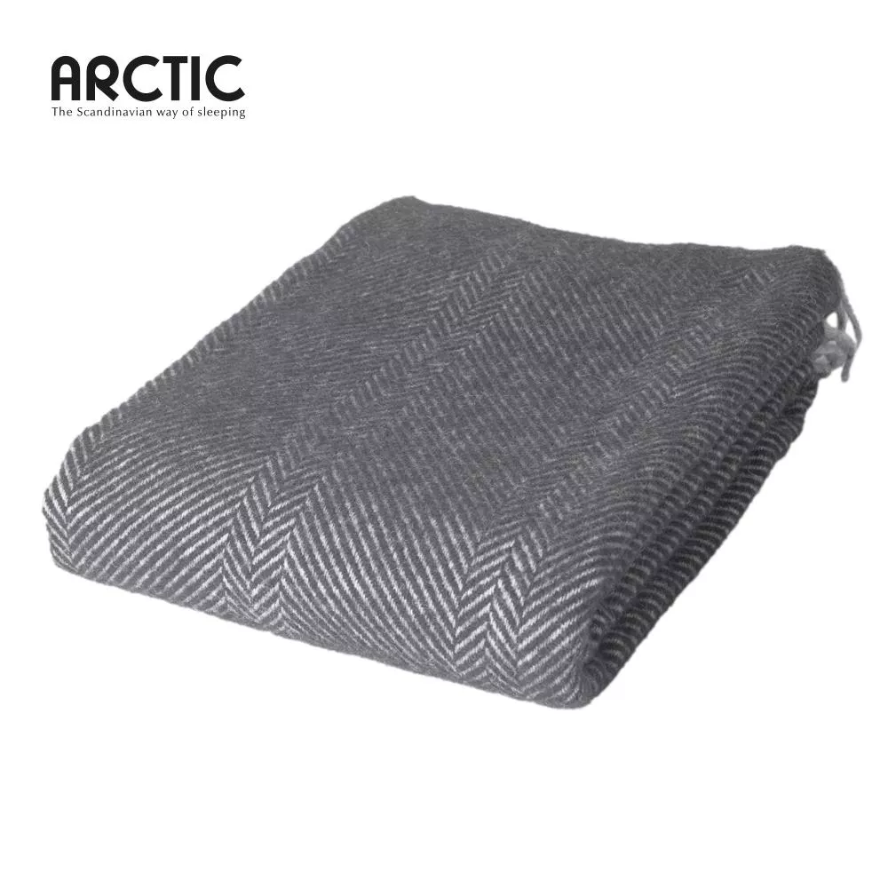 Herringbone uld plaid i dark grey