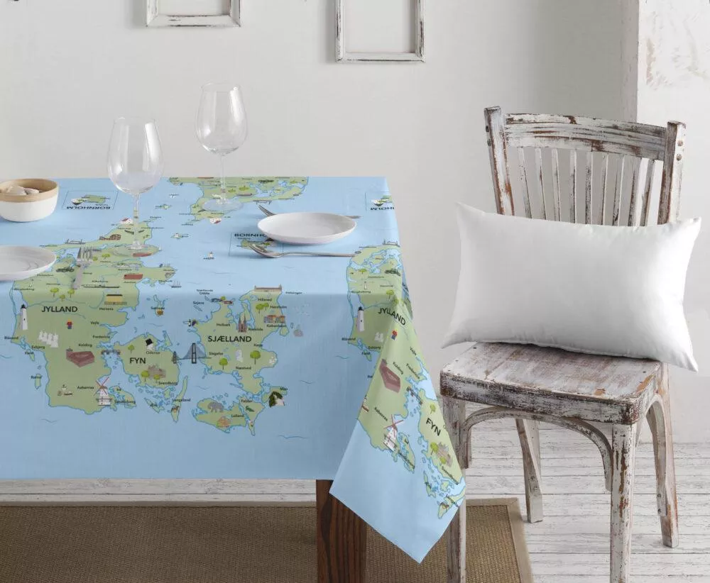 Danmarkskort akryldug blå